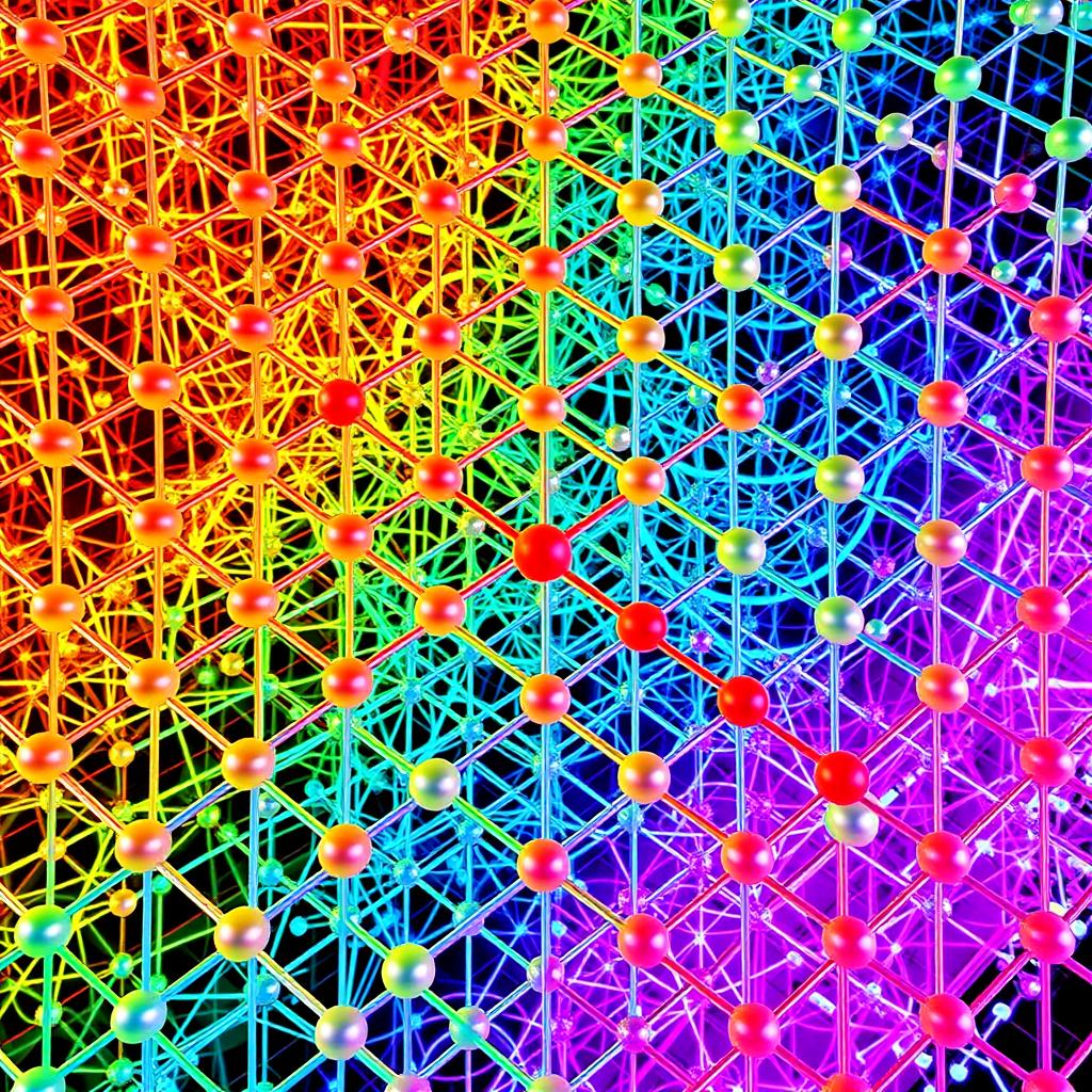 Colorful lattice grid structure in high-dimensional space with quantum computing