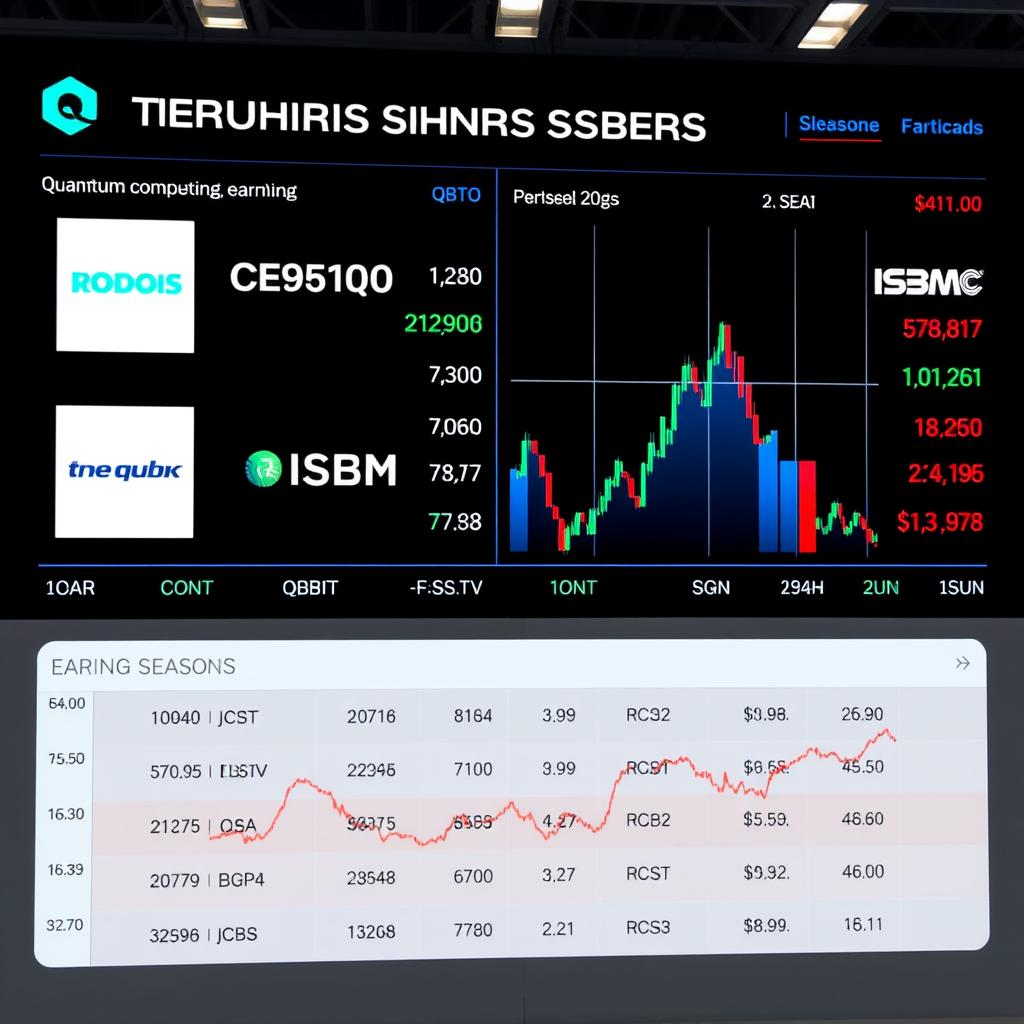quantum computing companies earnings season dashboard with stock tickers IONQ IB