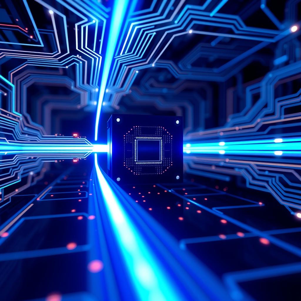 photonic quantum computer optical circuits with blue laser light paths and integ